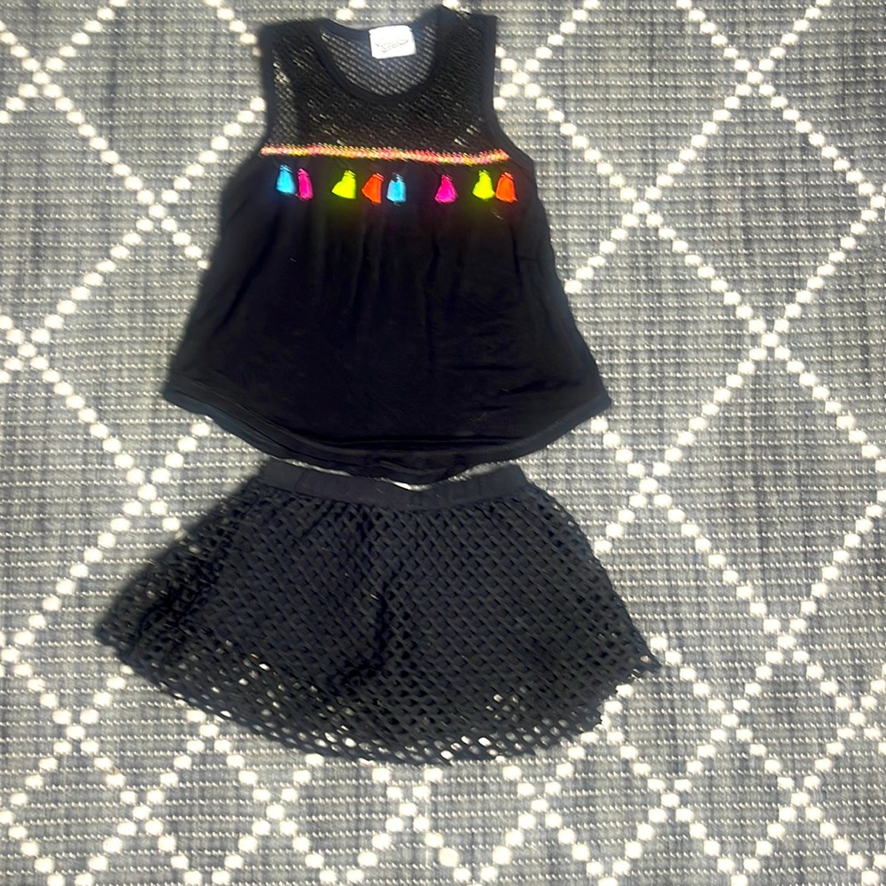 Random hearts tank and skirt with shorts underneath